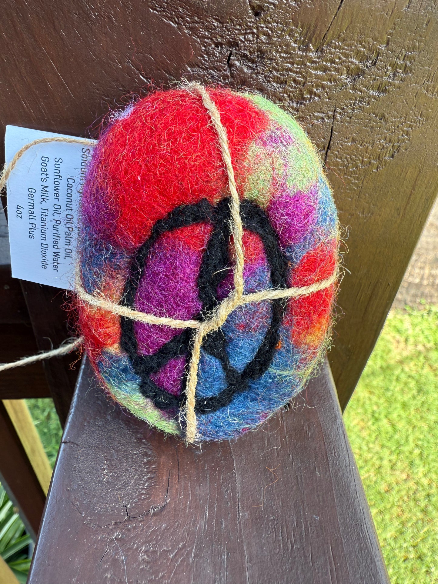 Felted Soap Tie Dye Peace Sign(Goats Milk)
